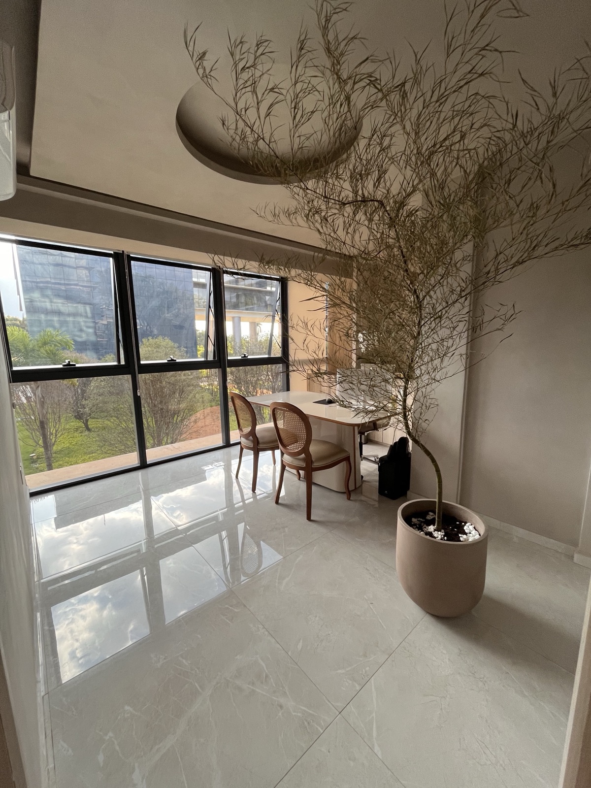 Consultório da Clínica A. Mariotto com vista para o jardim